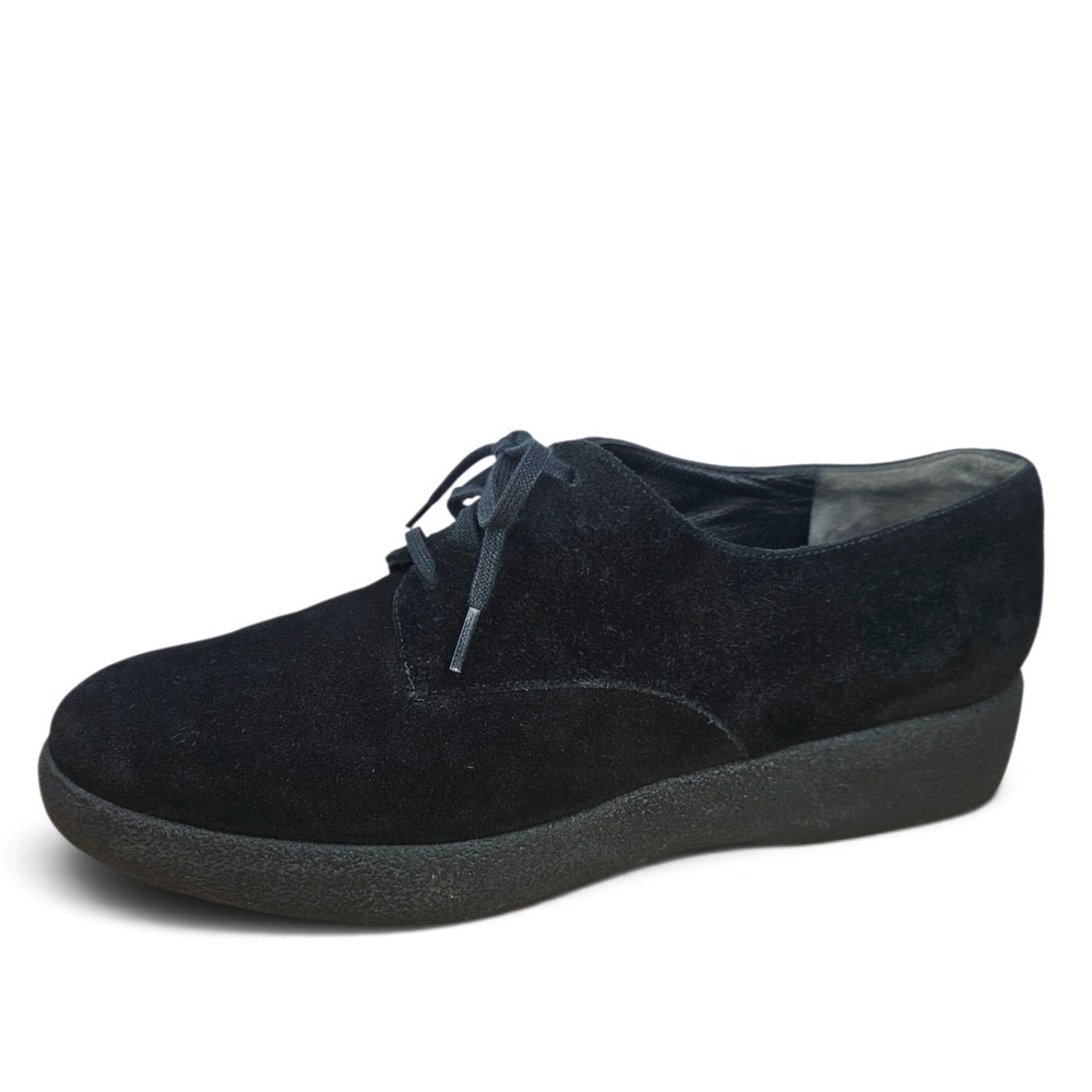 Robert Clergerie Paris Black Suede Shoes EU 38 US 7.5 Oxford Wedge Derby France